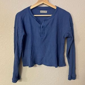 Everlane Waffle Knit Thermal Crop Long Sleeve size extra small